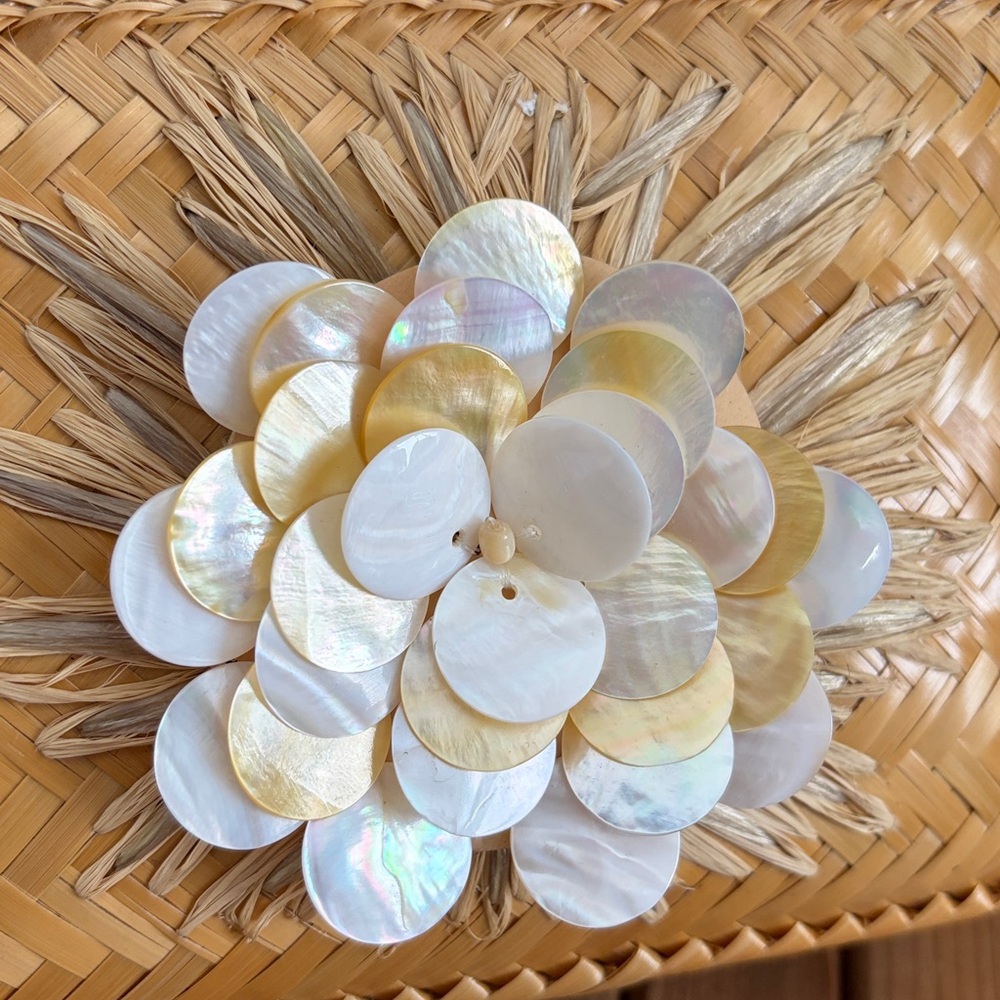 Adrienne Vittadini Boho Beach Woven Clutch with Shell Details - Picture 7 of 8